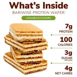 BariWise Protein Wafer Bar, Vanilla, Low Sugar, Low Calorie, Low Carb Keto Friendly Snack (8ct)