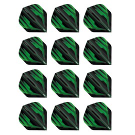 RED DRAGON Hardcore Radical Black & Green Extra Thick Standard Dart Flights - 4 sets Per Pack (12 Dart Flights in total)