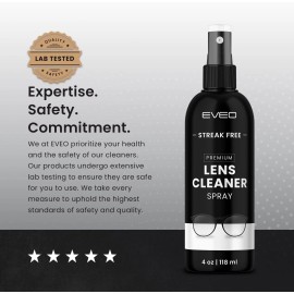 EVEO Eyeglass Cleaner Spray -No Streaks Technology with Microfiber Cleaning 8oz