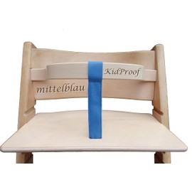 KidProof Medium Blue Eco Genuine Leather Strap for High Chair Compatible with Stokke Tripp Trapp Crotch Strap for Wooden Hangers (Medium Blue)