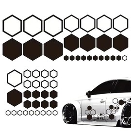 YTAXYZWR 52 Pezzi Adesivi Auto Nido d'Ape Nero, Sticker Racing per Carrozzeria 77,7 x 20,3 cm, Decorazione Sportiva per Cofano SUV Camion Fuoristrada Portiere e Tuning Auto