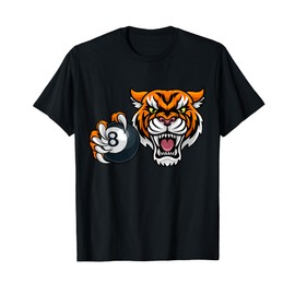 Tiger Angry Pool 8 Ball Billiards Cartoon Character T-Shirt