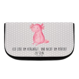 Mr. & Mrs. Panda Axolotl Cosmetic Bag, gray, Hand Drawn