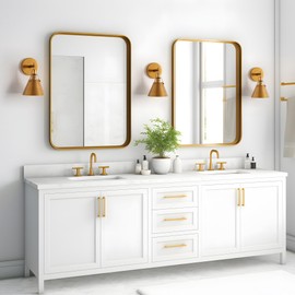 KSANA Antique Gold Wall Sconces Set of Two, Brushed Brass Sconces Wall Lighting 2 Pack, Modern Indoor Wall Sconce Light for Bathroom, Kitchen, Living Room, Hallway, Powder Room