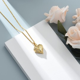 shajwo Cremation Jewelry Angel Wing Heart Urn Necklace for Ashes for Women Men Memorial Keepsake Human Pendant,Gold
