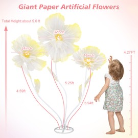JoyHue 5.6 Ft Large Artificial Paper Flowers Decoration Giant Flowers Decor for Birthday Party Garden Office Home Wedding Wall Graduation Shop Window Display Baby Shower