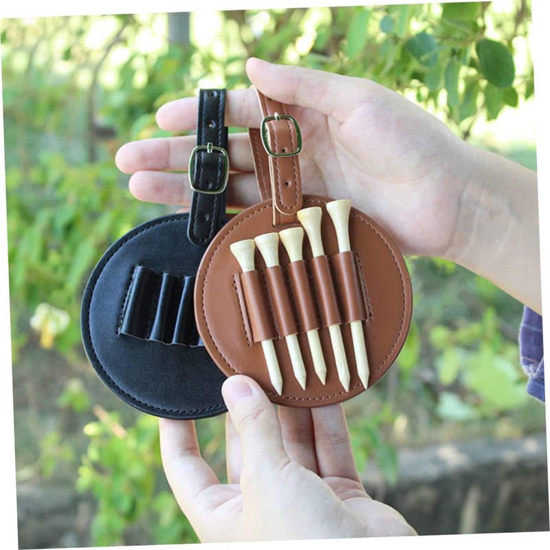 Sosoport 2pcs Tee Holder for Golfing Men's Leather Tee Carrier