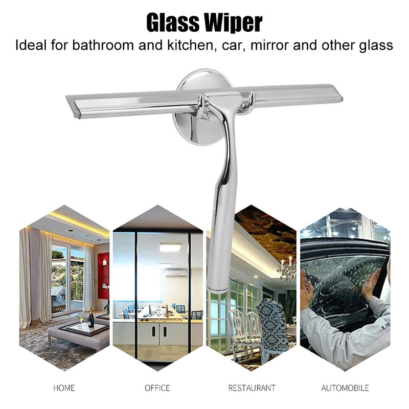Window Glass Wiper One-Side Brush Stainless Steel with Suction Cup