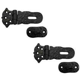 Adonai Hardware Paran Heavy Duty Antique Cast Iron Safety Locking Hasp and Staple(4" x 2 Pack, Matte Black) for Vintage Pirates Treasure Chest, Trunks, Wooden Jewelry Box, Cases, Furniture and Sheds