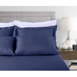 Threadmill King Size Pillow Cases Set of 2 | Certified 100% Egyptian Cotton Solid Sateen Pillow Cover Set | Soft & Cooling Pillow Covers | Hotel Quality Pillow Protectors | Folkstone Blue Pillow Cases