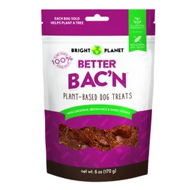Bright Planet Pet | Better BBQ Chick'n Plant-Based Vegan Dog Treats - 6oz | Sustainable Natural Clean Label Hypoallergenic Allergy-Friendly | Low-Calorie Soft Veggie Dog Treats | Made in USA
