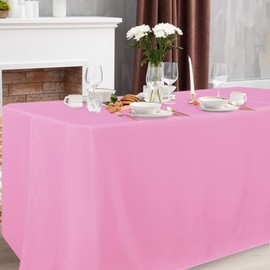 Obstal 2 Pack Table Clothes for 6 Foot Rectangle Tables - Water Resistant Washable Fabric Polyester Rectangle Table Cover Protector for Wedding, Banquet and Trade Shows, 72L x 30W x 30H Inches, Pink