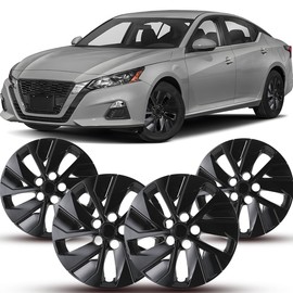 Winjet Black Lacquer 16" Hubcaps Wheel Covers for Nissan Altima 2019-2025 [2019 2020 2021 2022 2023 2024 2025 Nissan Altima] Wheel Tire Covers 16 inch Hubcaps Set of 4 (Black Lacquer)