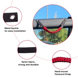 BESTAOO Roll Bar Grab Handles Paracord Grip Handle for Ford Bronco Accessories 2021 2022 2023 2024 2 Door 4 Door, 4 Pack (Red)