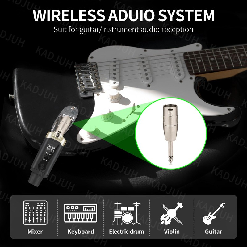 Kadjuh Wireless XLR Transmitter and Receiver& Wireless Guitar Transmitter Receiver,Rechargeable