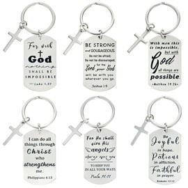 kilofly 6 Pcs Christian Inspirational Bible Verse Keychain Gift Cross Charm