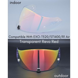 Logto Compatible With EX0 T520 Motorcycle Helmet Visor R1 Air Face Helmet Shield Replacement ST1400 Tinted Visor (Transparent Revo Red)