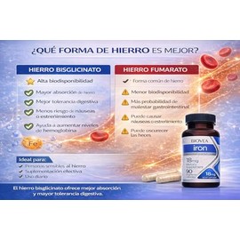 BIOVEA Hierro Bis-Glicinato de alta biodisponibilidad 90 capsulas de 18mg