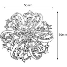 Crystal Rhinestone Brooch for Women Silver Brooch Silver Twisted Petals Flower Brooch Pins Clear Rhinestone Brooch Pins Rhinestone Jewelry Pins for DIY Bridal Wedding Bouquet Bridesmaid Jewelry