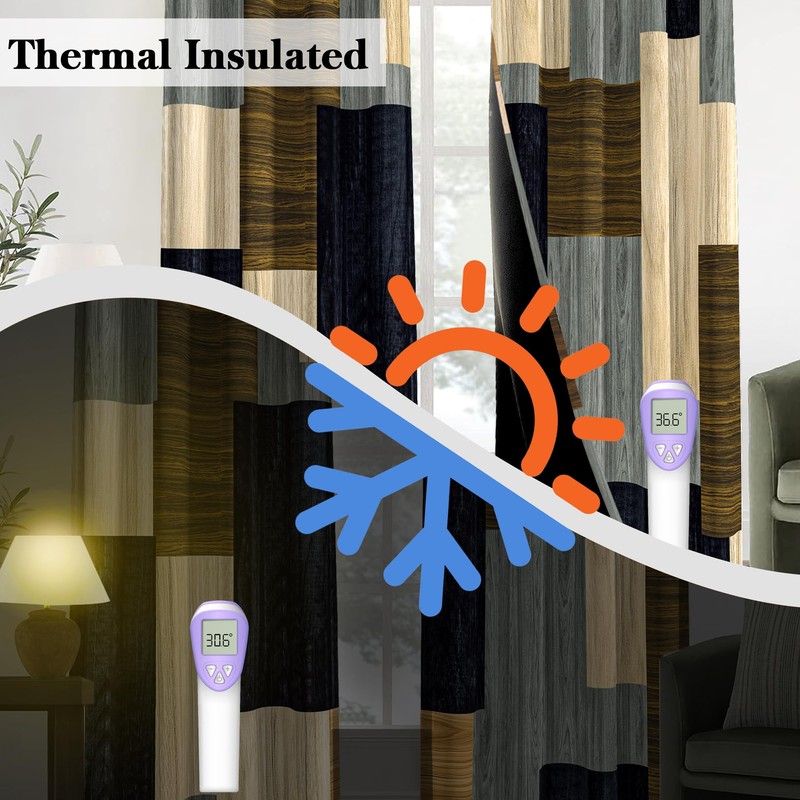 Wood Print Retro Blackout Curtains for Bedroom Living Room 84