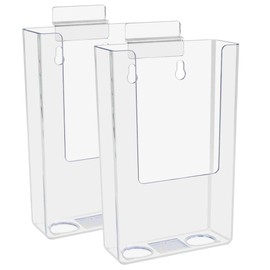 2 Pack Slatwall Pamphlet Holder for 4”W Literature Maps Menu Organizer Clear Acrylic Brochure Caddy by Marketing Holders
