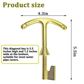 Rsoise Water Meter Box Key M07001 Water Meter Box Lid T Wrench Hook Valve Box Key- 5.5 inch Length(1 Pcs)