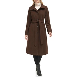 Kenneth Cole Women's Wool Coat, Full Length Chocolate, Large