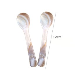 Pearl MOP Handmade Caviar Spoon W Round Handle for Caviar Egg Serving, 4.72 Inches/12 cm, Coffee Colour, Pack of 2