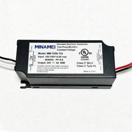MINAMEI 96W 24V LED Driver Dimmable Electronic Transformer UL Listed Metal Housing