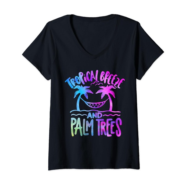Womens Tropical Breeze And Palm Trees, Summer Beach Tie Dye