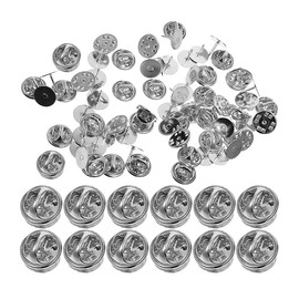 DENGUJD Pin Badge Metal Clasp Corporate Badge Diameter 0.4 inch (11 mm) Butterfly Shape Clutch Pin Batch Accessory Parts Set of 50 Silver