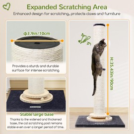 Globlazer 35in Tall 3.9-in Thick Cat Scratching Post for Adult Cats, SC35