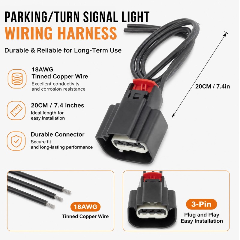 Svicari Front Parking/Turn Signal Socket & Bulb & Wire Harness