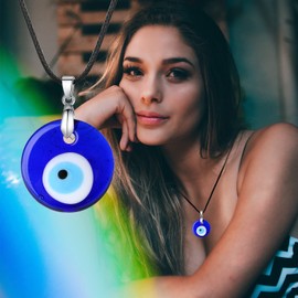 XIANNVXI 10 Pcs Crystal Necklaces for Women Amethyst Evil Eye Chakra Necklaces Moon Sun Rose Quartz Obsidian Healing Gemstone Stone Pendant Necklaces Vintage Reiki Jewellery Mothers Day Gifts