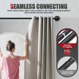 Industrial Curtain Rods for Windows 32 to 120 Inches - 1" Heavy Duty Blackout Wrap Around Drapery Rod, Adjustable Black Metal Pipe Rod for Indoor/Outdoor, Patio, Farmhouse