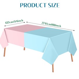 Peryiter 6 Pcs Disposable Gender Reveal Party Supplies Plastic Gender Reveal Tablecloths Waterproof Pink and Blue Tablecloth for Boy or Girl Baby Shower Birthday Party Decorations, 54 x 108 Inches