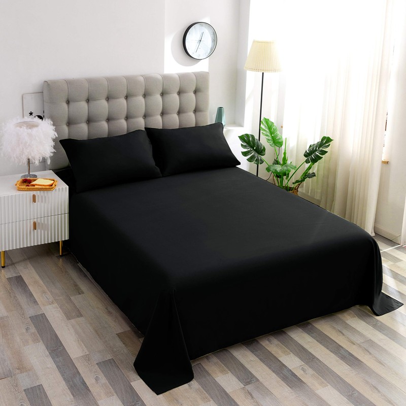 Sfoothome Black Fitted Sheet, 14 Inch Pocket Deep, Microfiber Sheets,