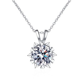 MAIABLEAU Moissanite Diamond Pendant Necklaces for Women S925 Sterling Silver with 18K White Gold Plated 1 Carat D Color VVS1 Clarity Jewelry for Wife Mom Six Pointed Star 2