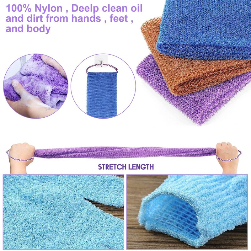 Mssor 3 Pack African Net Sponge with 2 Pairs Exfoliating