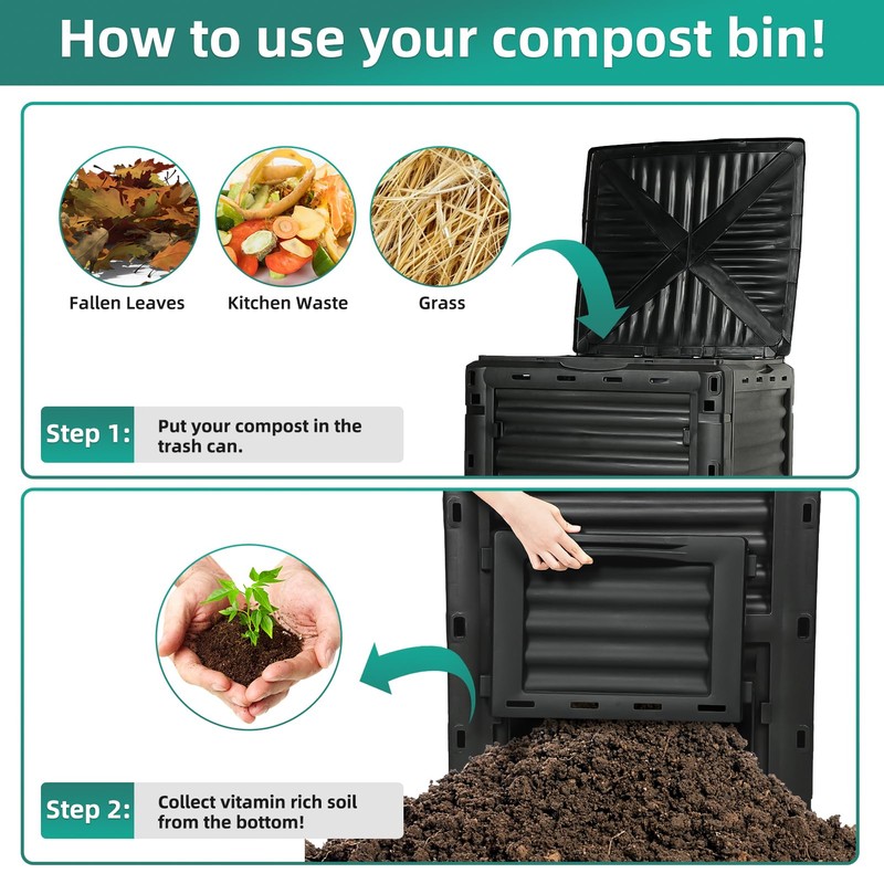 BIOGRN Compost Bin Outdoor 80 Gallon (300L) Large Compost Bin