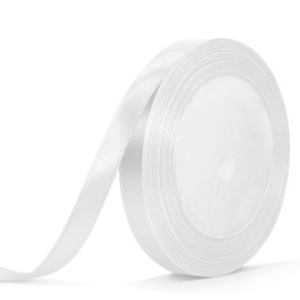 Bealif 10mm White Satin Ribbon, White Solid Color Fabric Ribbons Thick Decorative Ribbon for Hair Bows, Sewing Project, Gift Wrapping, Crafting, Floral, Wedding Decoration(25 Yards)