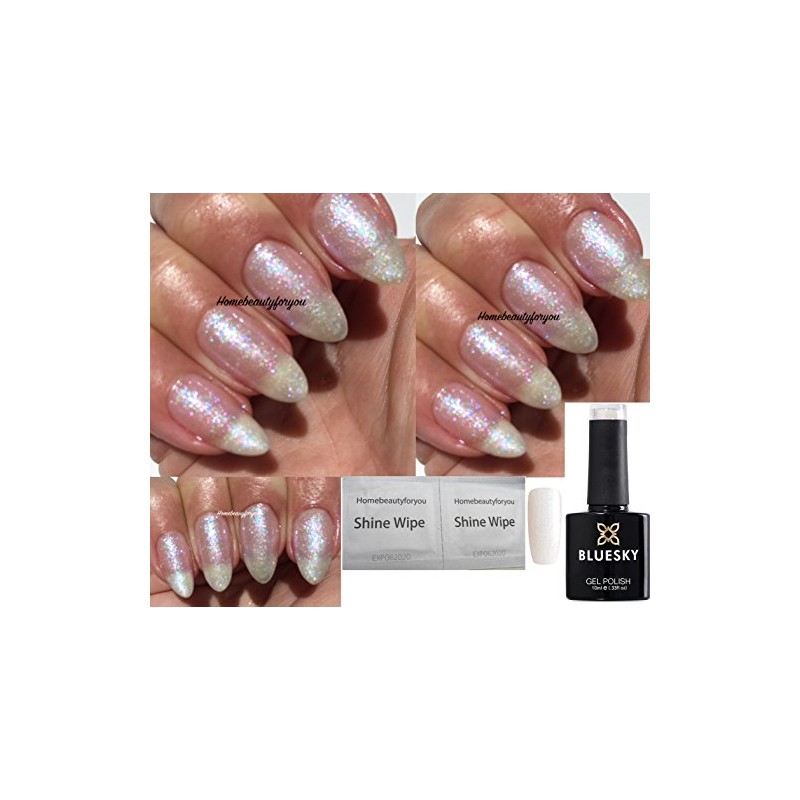 Bluesky Gel Nail white glitter Crystal Pearl White Snowflake White