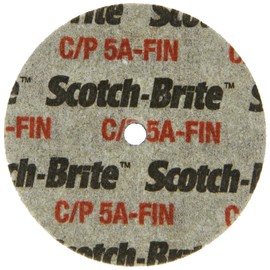 Scotch-Brite(TM) Cut and Polish Unitized Wheel, Aluminum Oxide, 15100 rpm, 3 Diameter x 1/2 Width, 1/4 Arbor, 5A Fine Grit (Pack of 1)