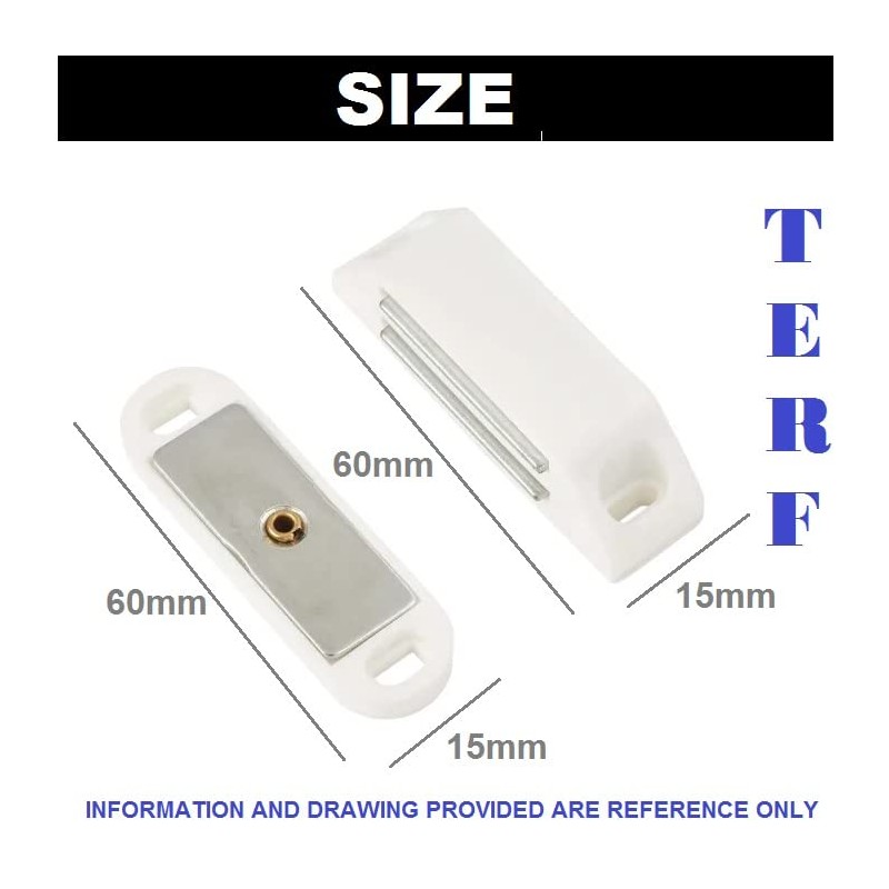 TERF® Heavy Duty White Magnetic Door Catch Closer 60mm With
