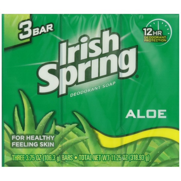 Irish Spring Deodorant Bath Bar Aloe,3.75 Ounce, 3 Count