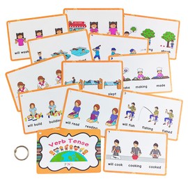 Lilias Verb Tense English Grammar Double-Side Learning Flash Cards, Homeschool Preschool Primary School Teaching Aids, Classroom Supplies, 13 Cards in Set