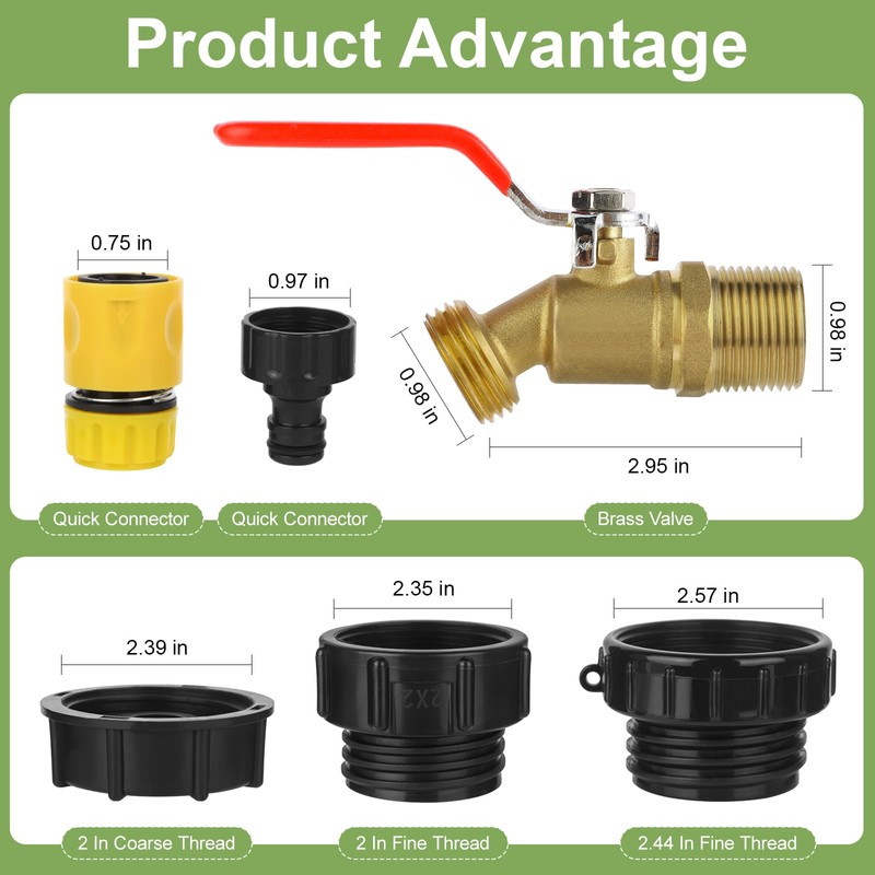 275-330 Gallon IBC Tote Hose Adapter, 3/4" Male NPT Inlet