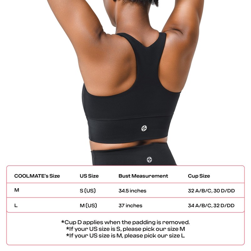 COOLMATE T Back Sport Bras, Black, Large