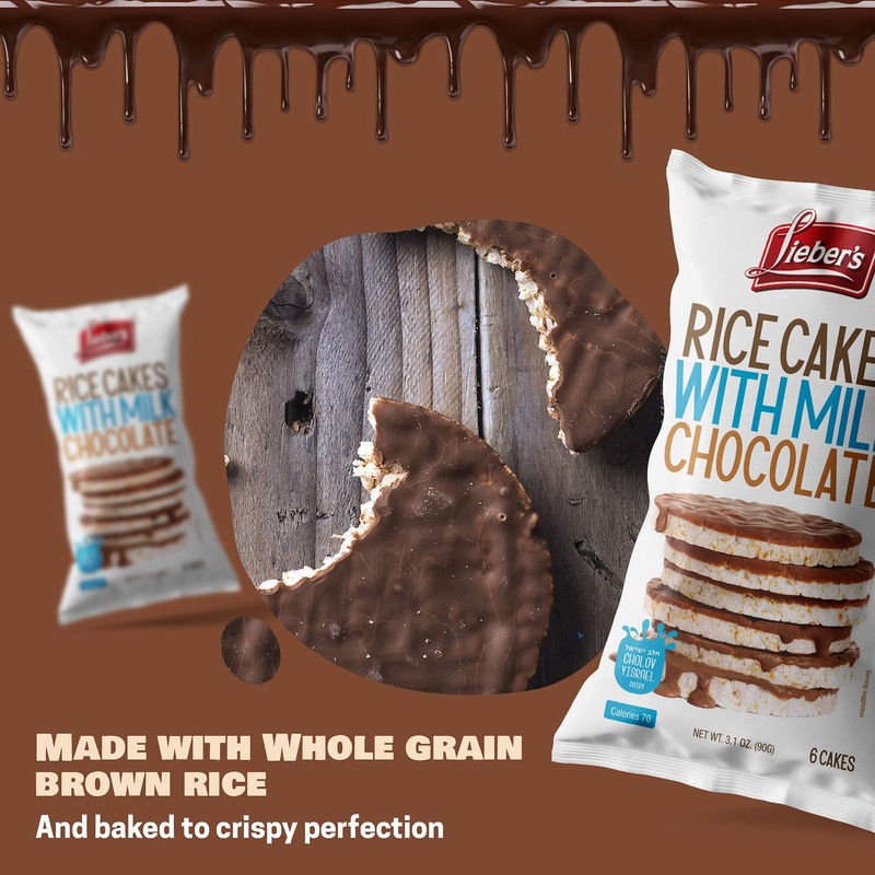 LIEBERS Milk Chocolate Rice Cakes, Kosher Certified Dairy, Gluten Free