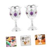NOLITOY 2pcs Alloy Goblet with Flower Pattern Elegant Wine Cups